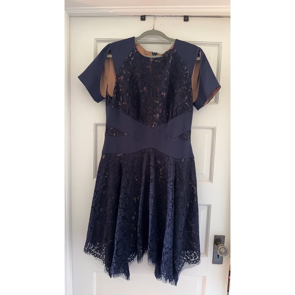 Bcbgmaxazria Navy Lace Dress, Size 8